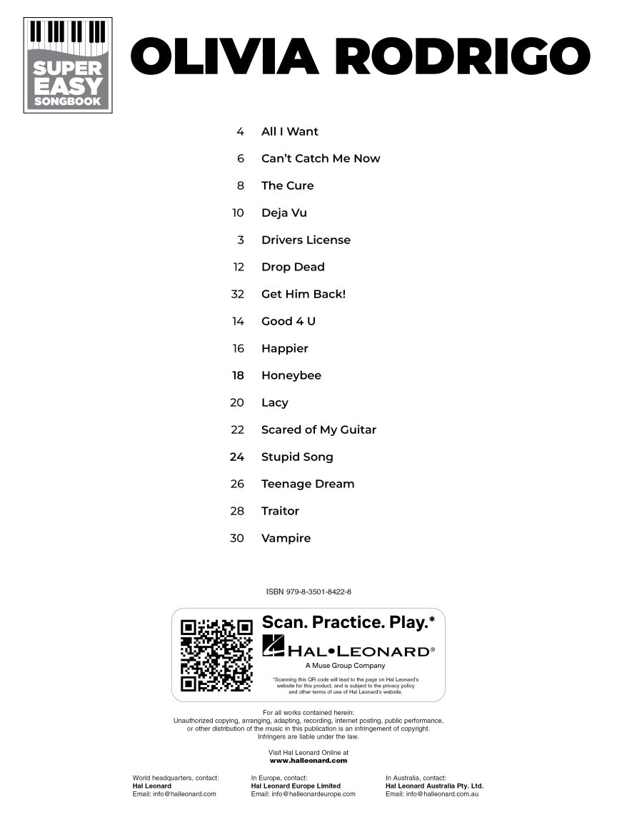 Olivia Rodrigo - Super Easy Songbook - sample page 2