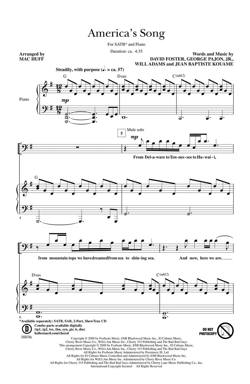 America's Song - sample page 1