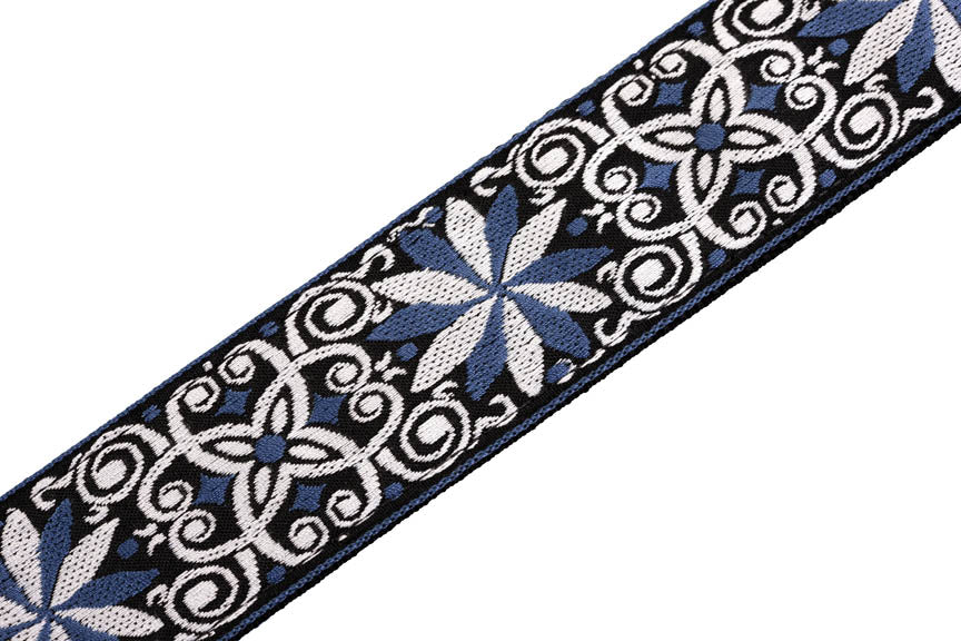 '60s Hootenanny Jacquard Weave Guitar Strap – Floral Blue - sample page 2