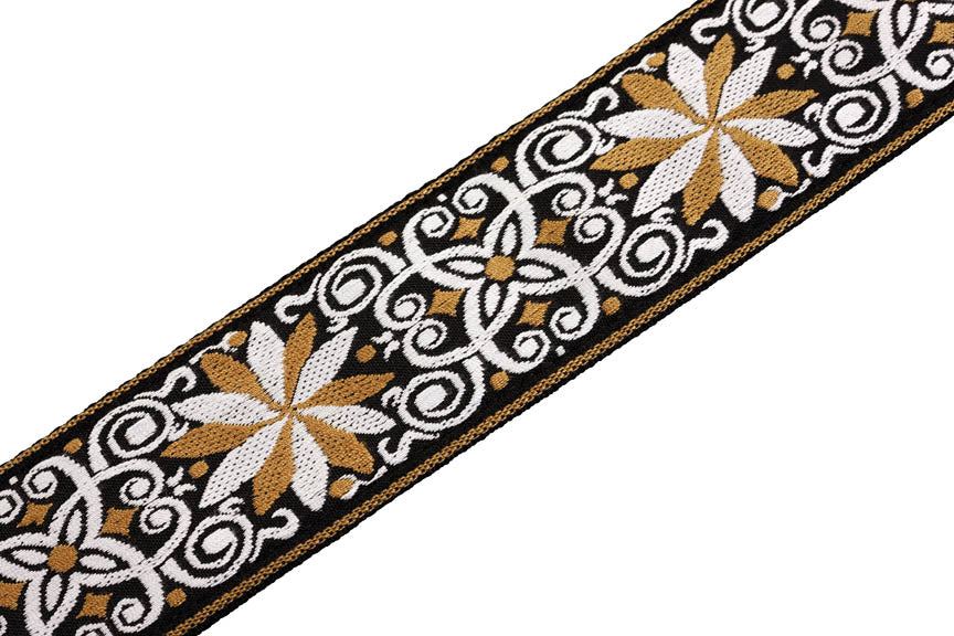 '60s Hootenanny Jacquard Weave Guitar Strap – Floral Yellow - sample page 2