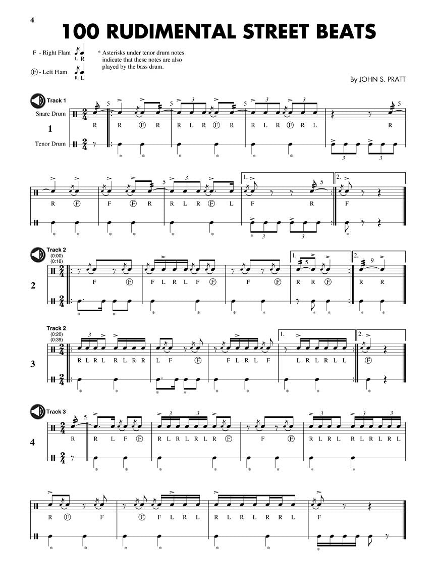 128 Rudimental Street Beats, Rolloffs, and Parade-Song Parts - sample page 3