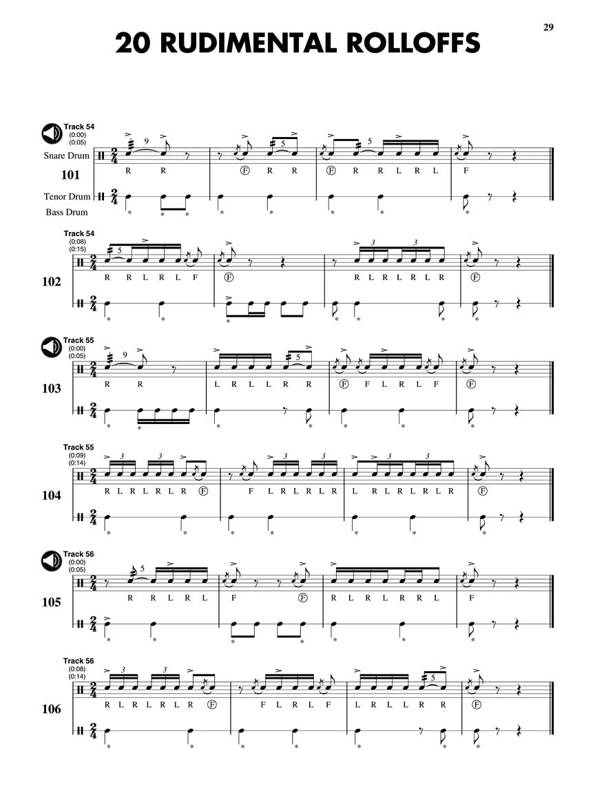 128 Rudimental Street Beats, Rolloffs, and Parade-Song Parts - sample page 4