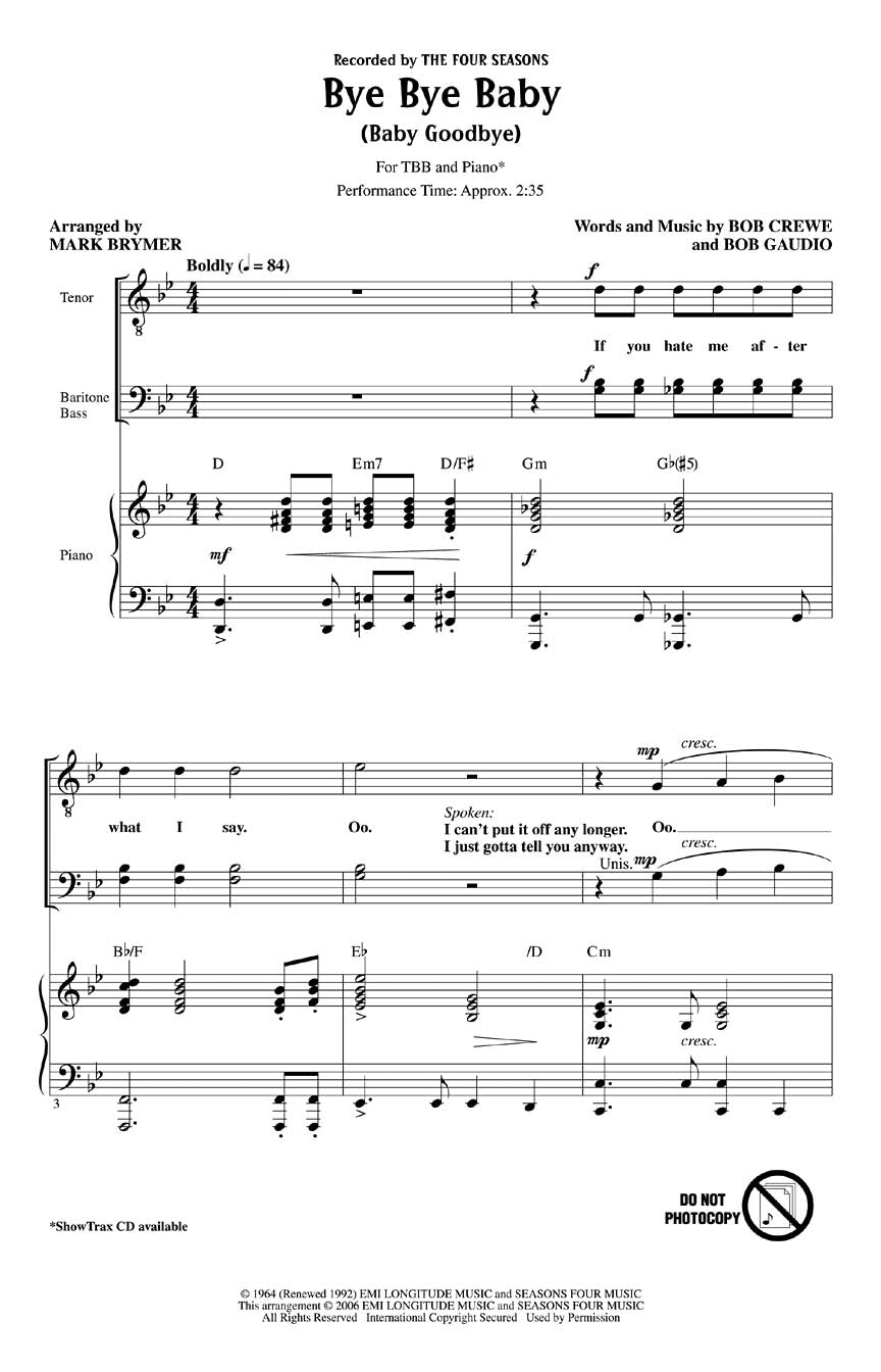 Bye Bye Baby (Baby Goodbye) - sample page 1