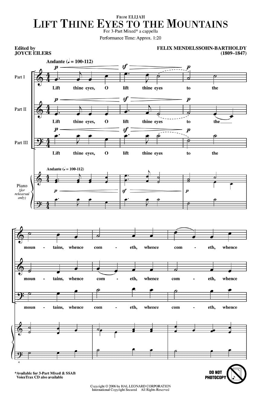 Lift Thine Eyes to the Mountains - sample page 1