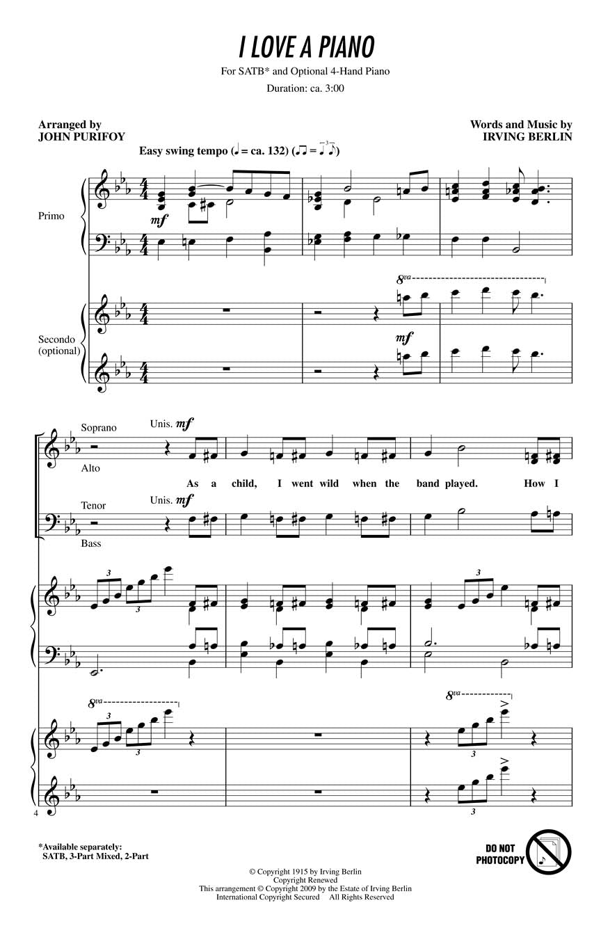 I Love a Piano - sample page 1
