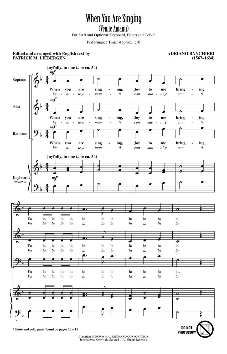 When You Are Singing (Venite Amanti) - sample page 1