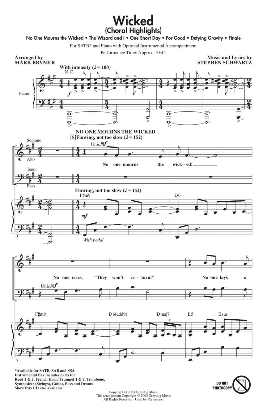 Wicked (Choral Highlights) - sample page 2