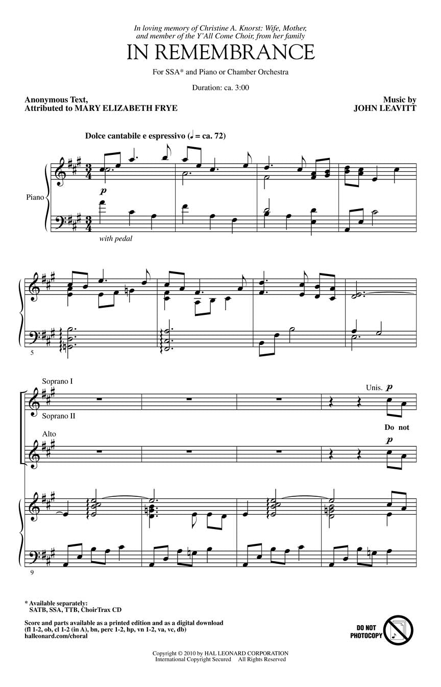 In Remembrance - sample page 1
