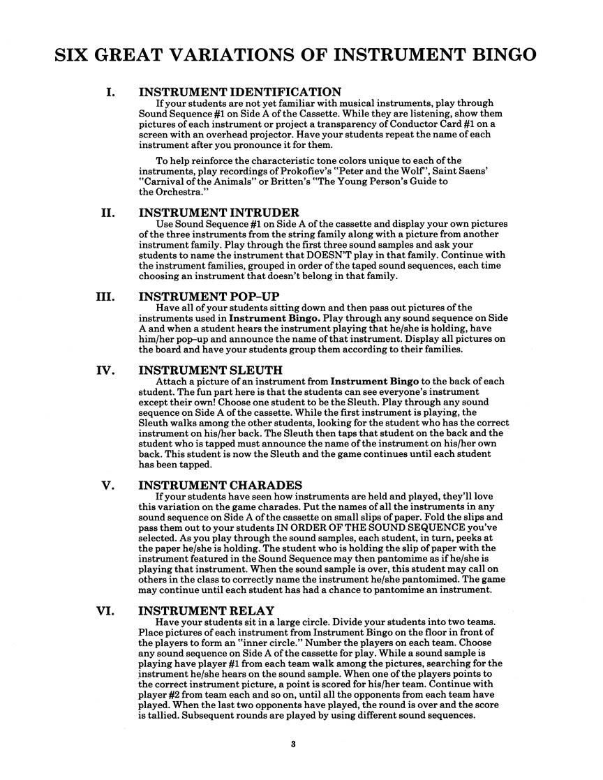 Instrument Bingo - sample page 2