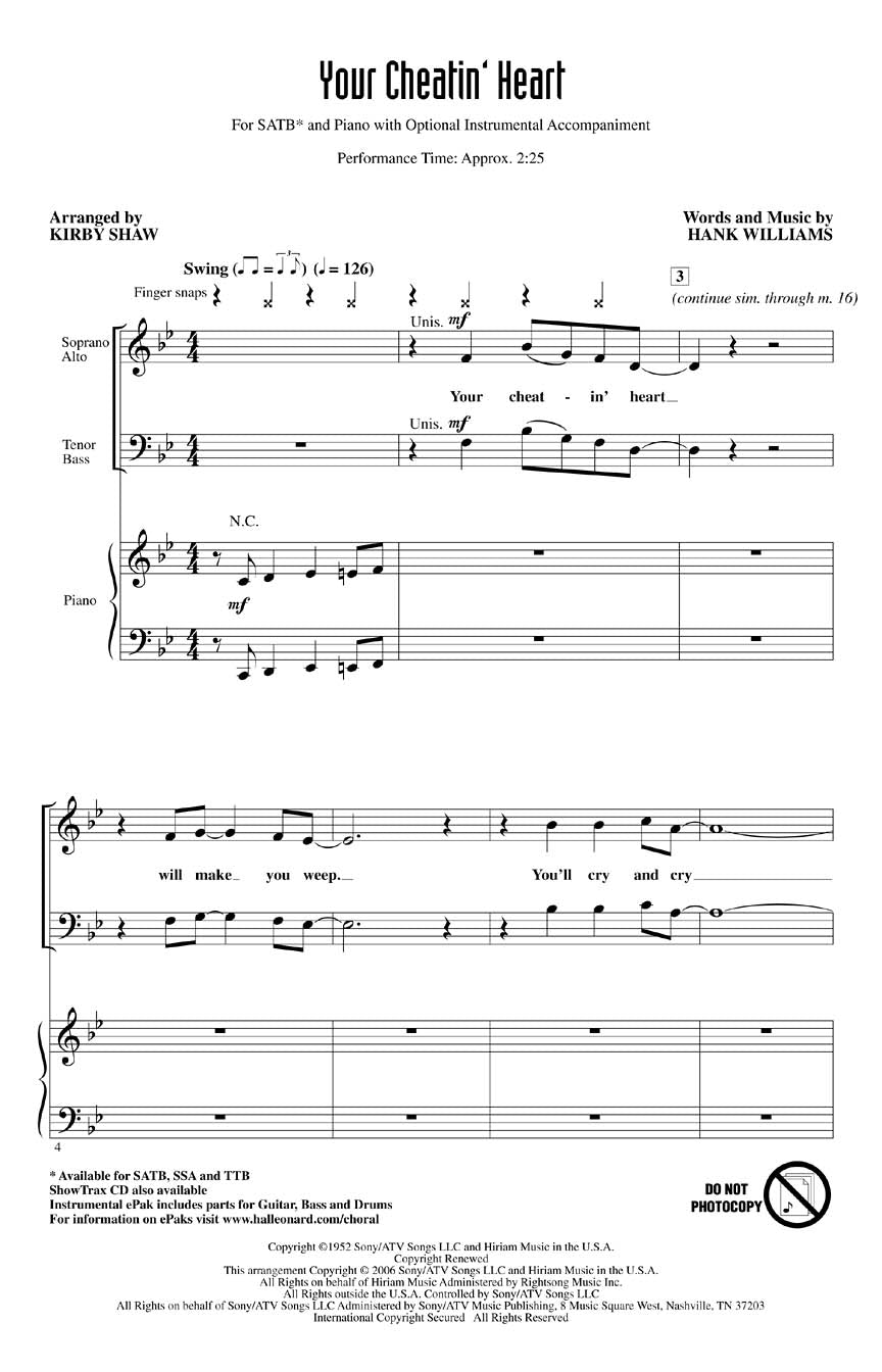 Your Cheatin' Heart - sample page 1