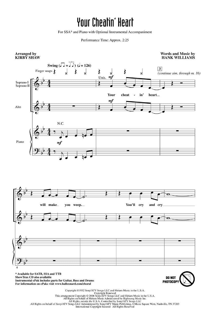 Your Cheatin' Heart - sample page 1