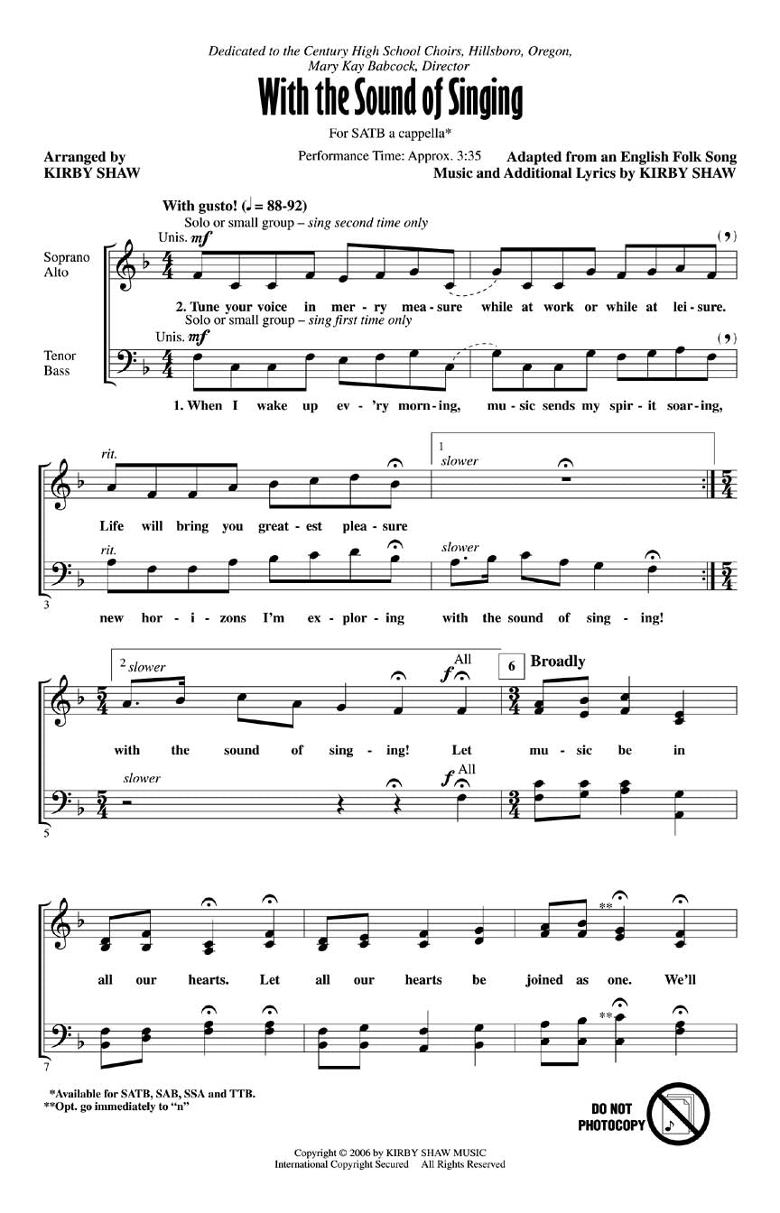 With The Sound Of Singing - sample page 1