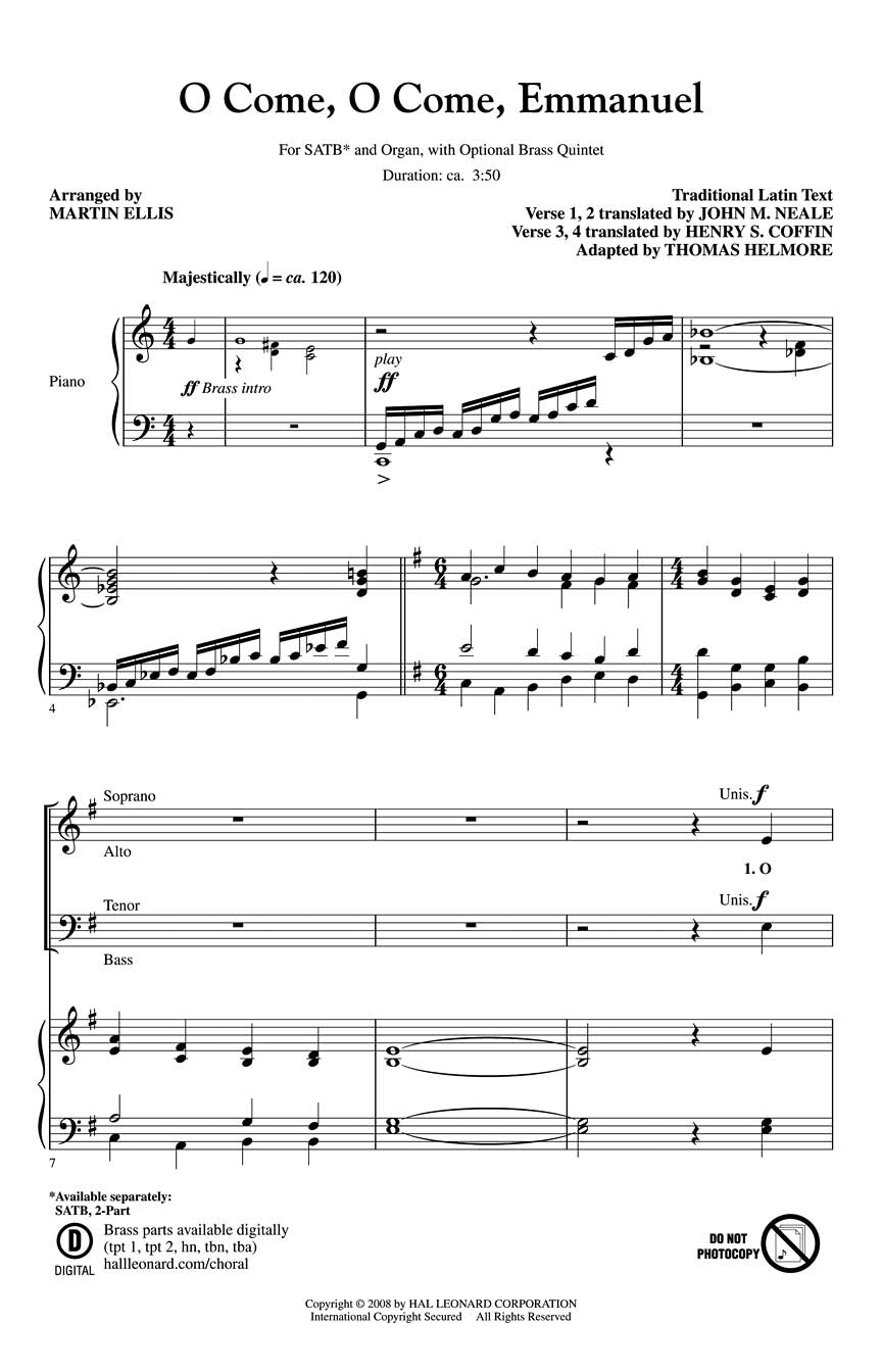 O Come, O Come, Emmanuel - sample page 1