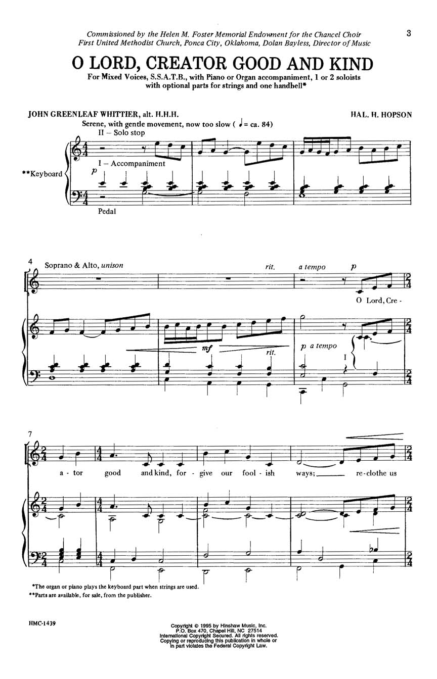 O Lord, Creator Good and Kind - sample page 1