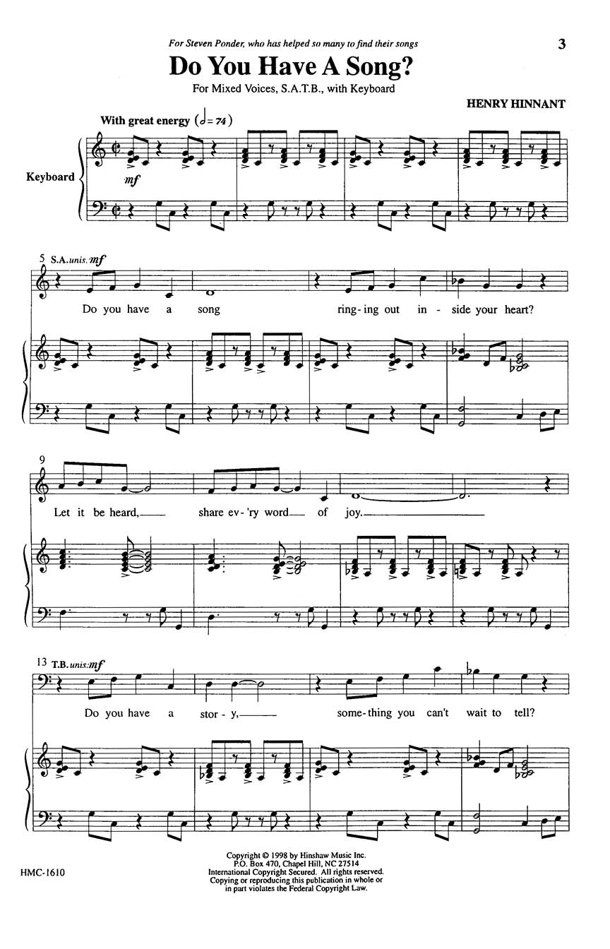 Do You Have a Song? - sample page 1