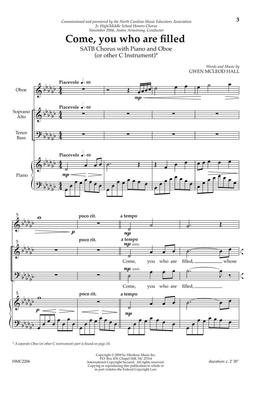 Come, You Who Are Filled - sample page 1