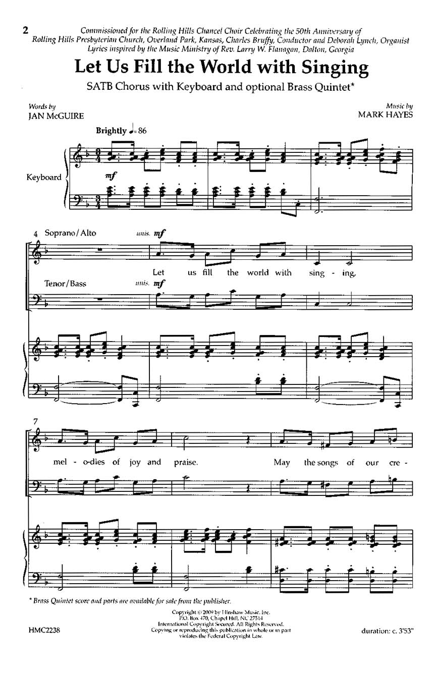 Let Us Fill the World with Singing - sample page 1
