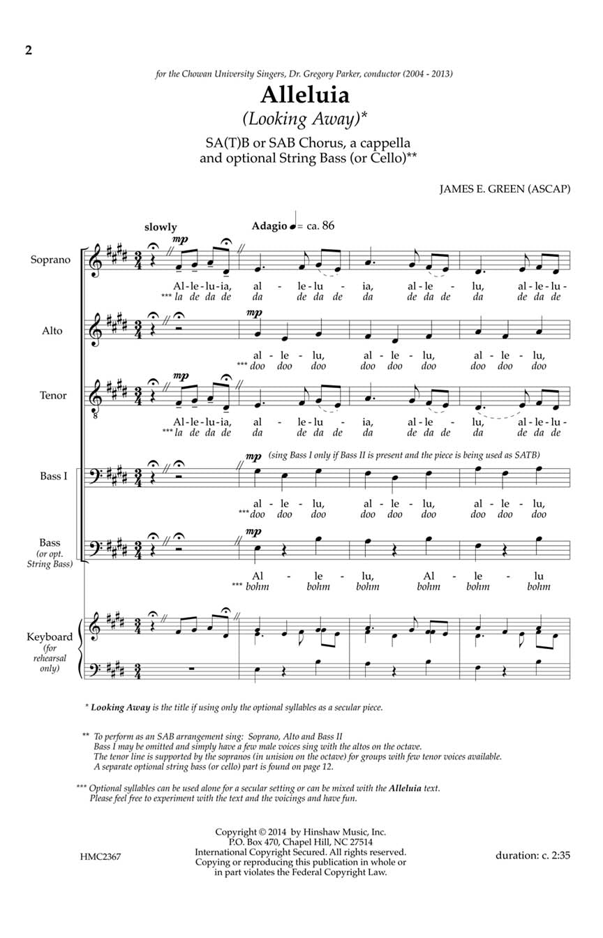 Alleluia (Looking Away) - sample page 1
