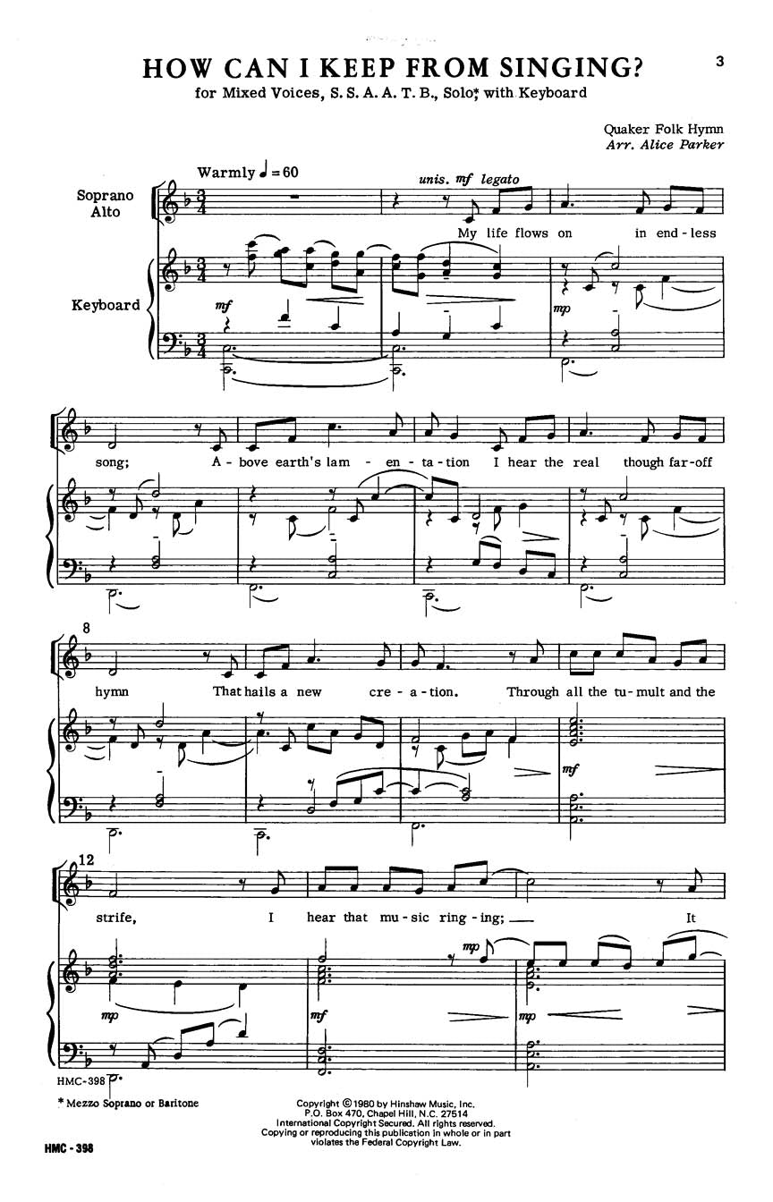 How Can I Keep from Singing? - sample page 1