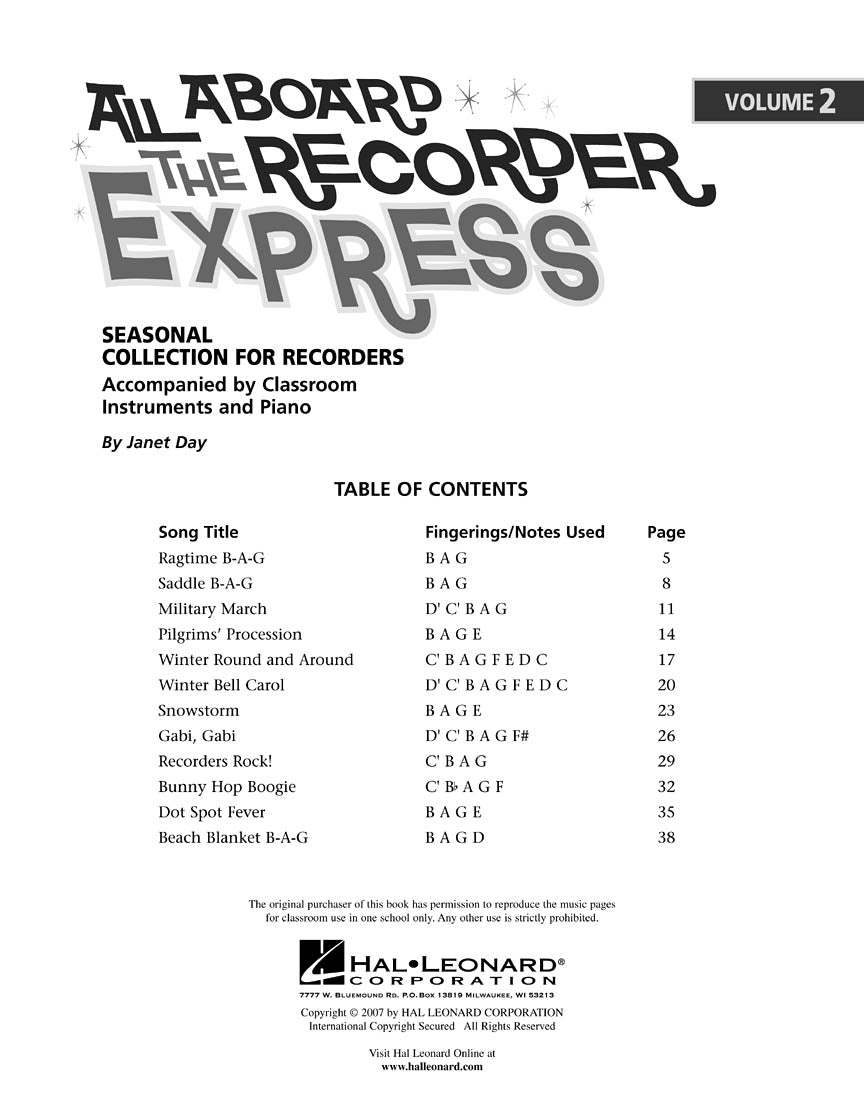 All Aboard the Recorder Express – Volume 2 - sample page 1