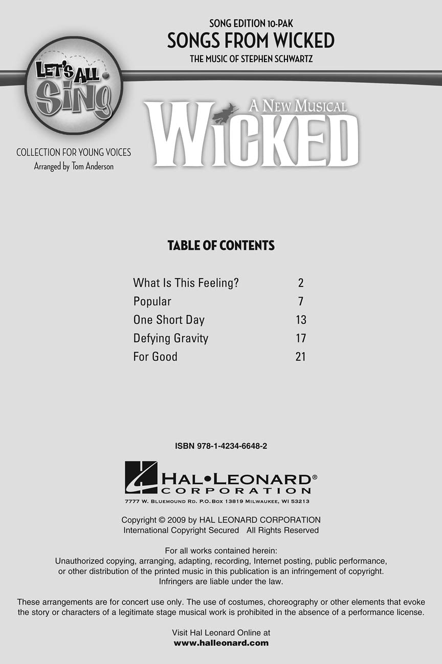 Let's All Sing Songs from <i>Wicked</i> - sample page 1