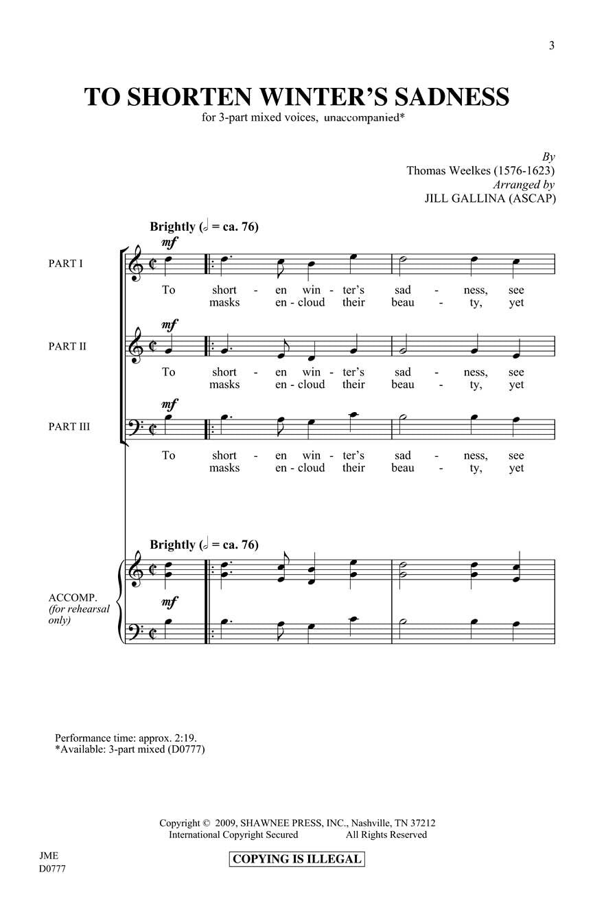 To Shorten Winter's Sadness (3-part mixed, unaccomp.) - sample page 1