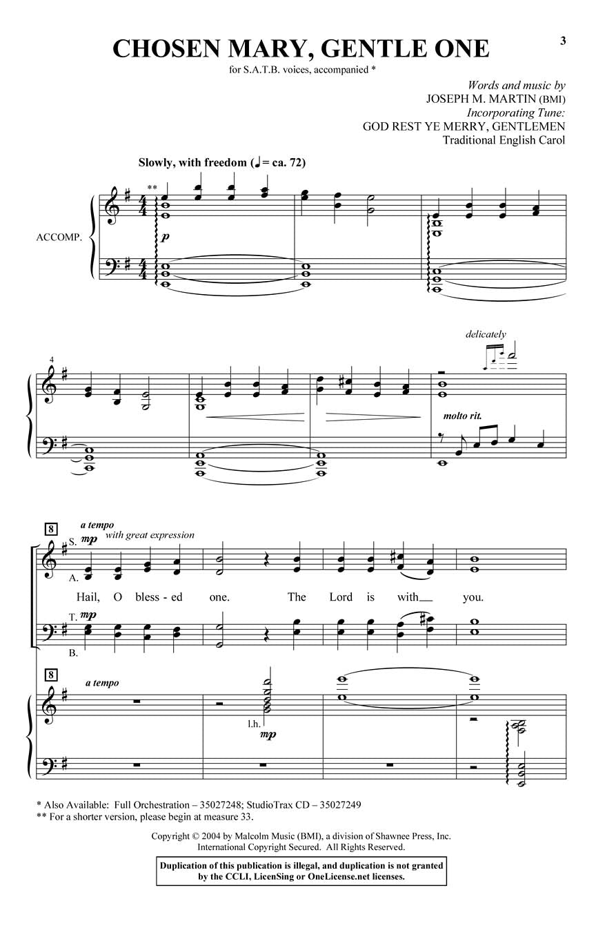 Chosen Mary, Gentle One (from The Voices Of Christmas) - sample page 1