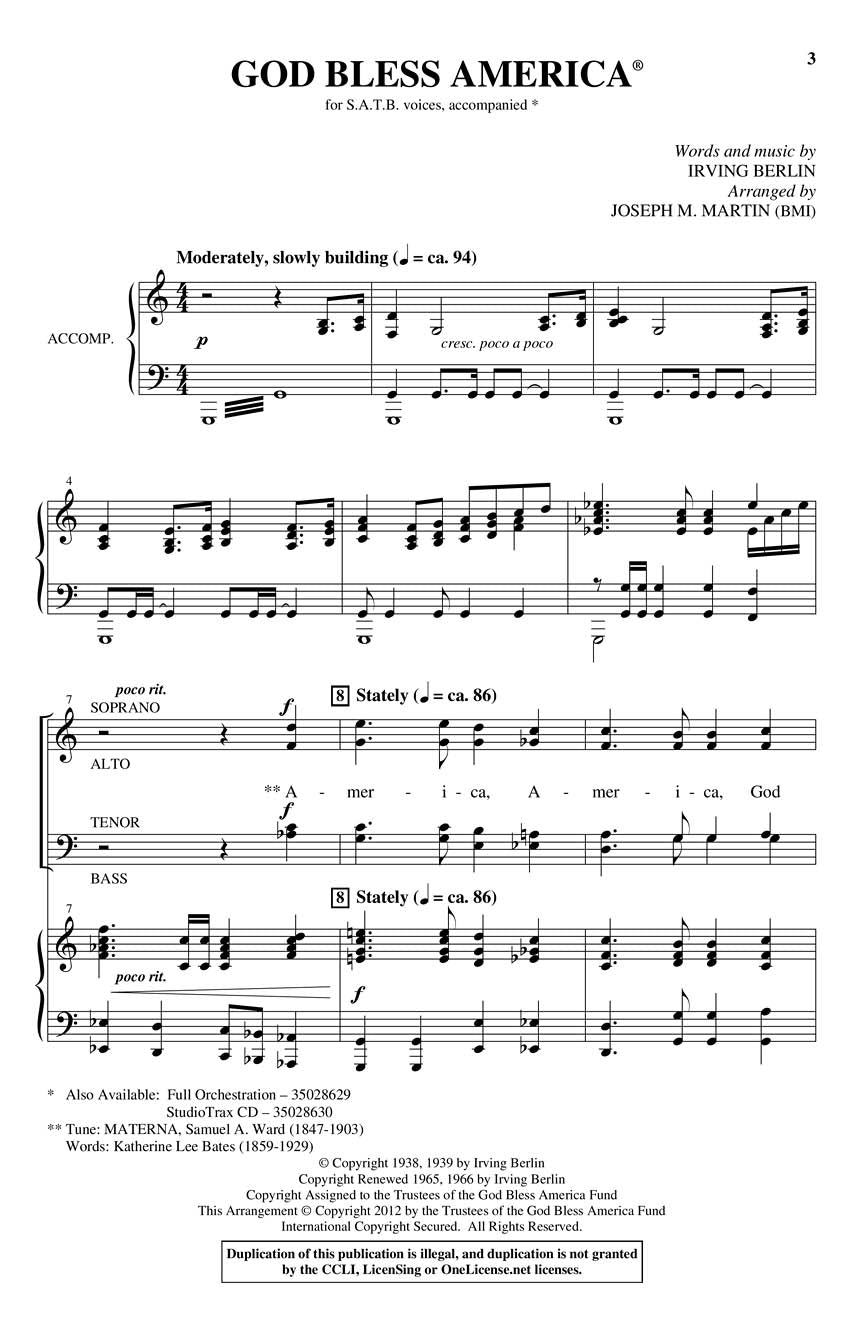 God Bless America® - sample page 1
