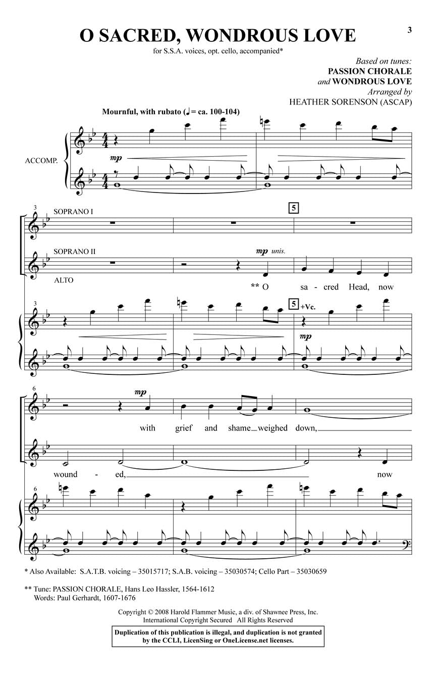 O Sacred, Wondrous Love - sample page 1