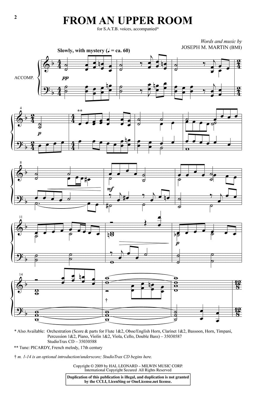 From an Upper Room - sample page 1