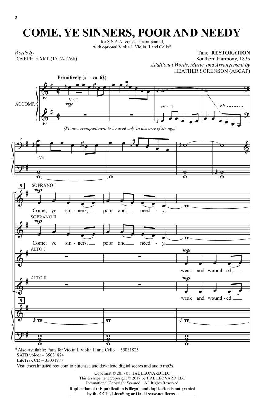 Come, Ye Sinners, Poor and Needy - sample page 2