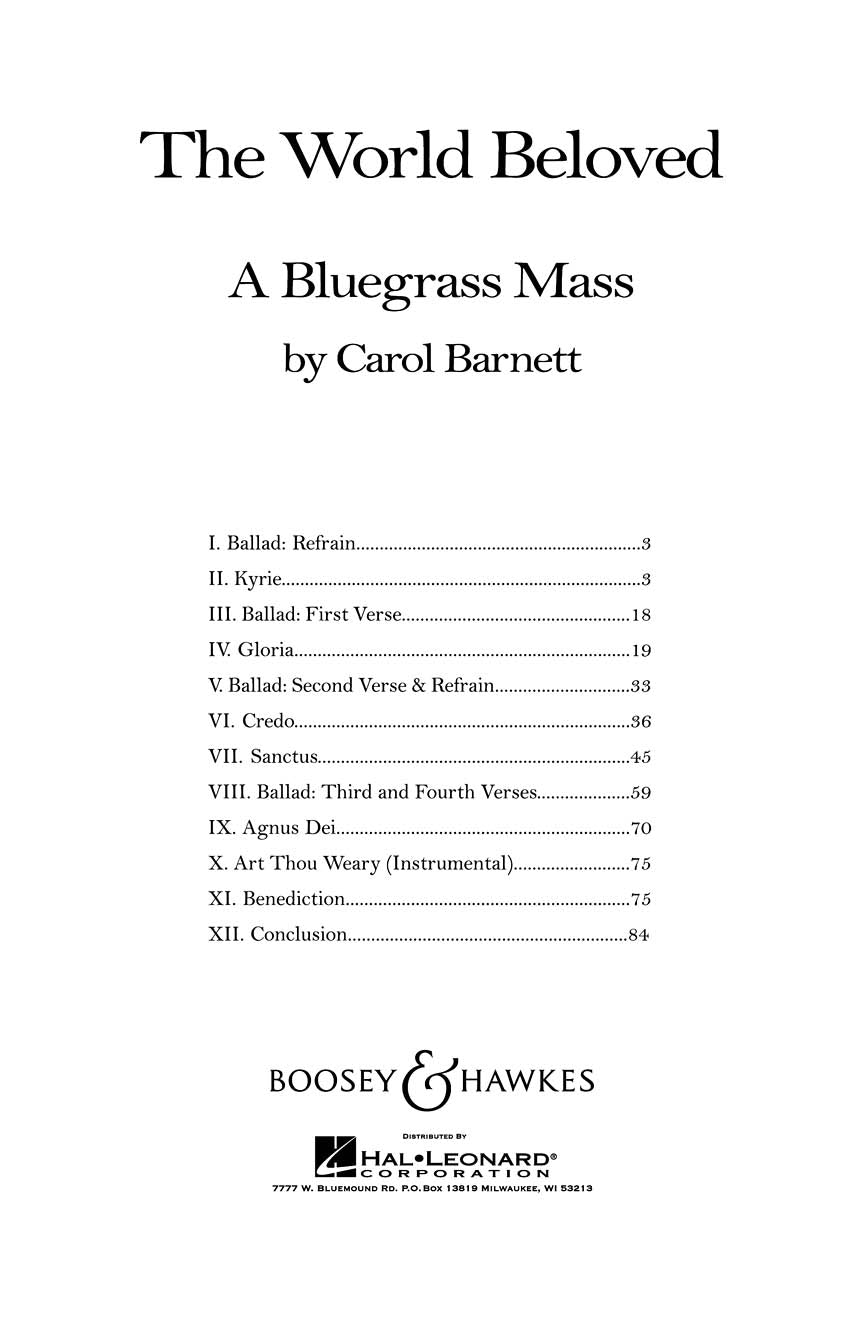 The World Beloved: A Bluegrass Mass - sample page 1