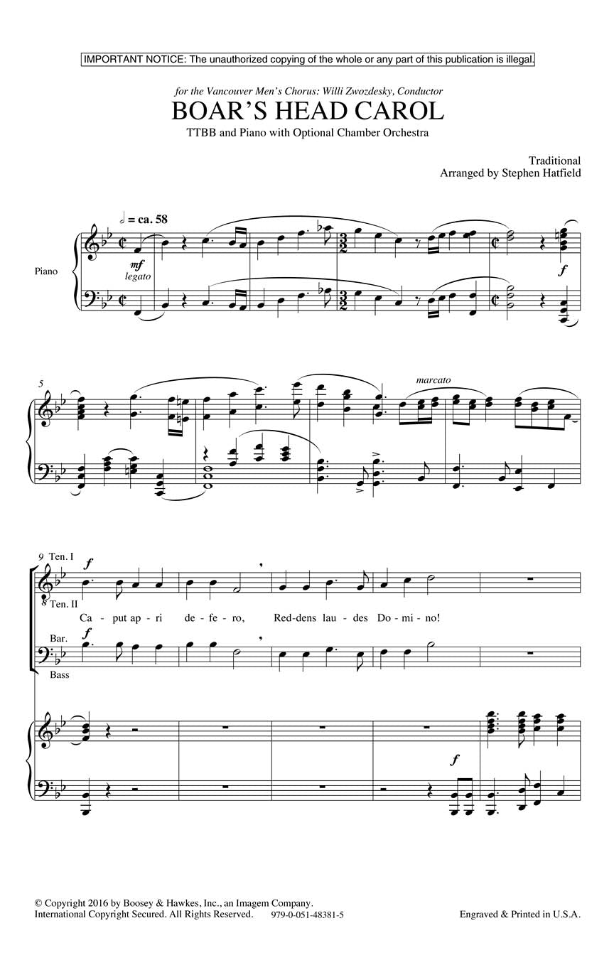 The Boar's Head Carol - sample page 1