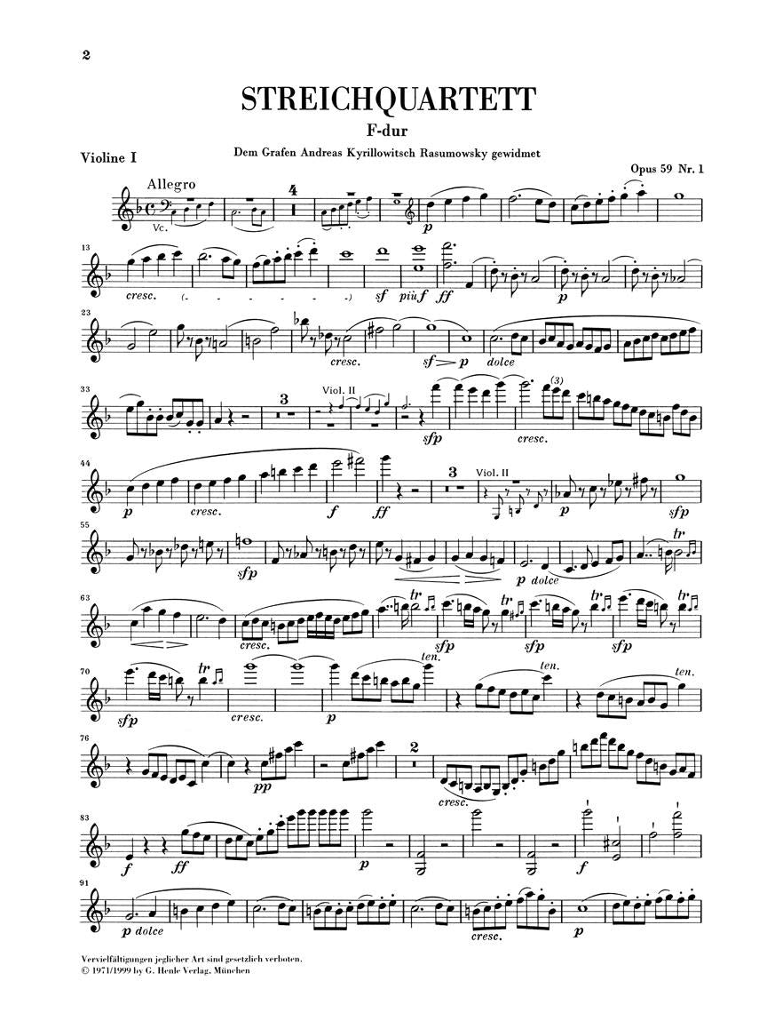 String Quartets Op. 59, 74, 95 - sample page 1
