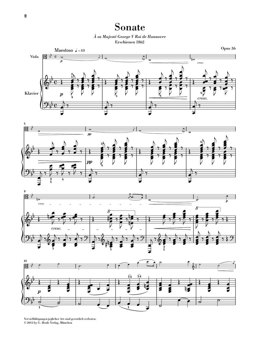 Viola Sonata in B-Flat Major, Op. 36 - sample page 1