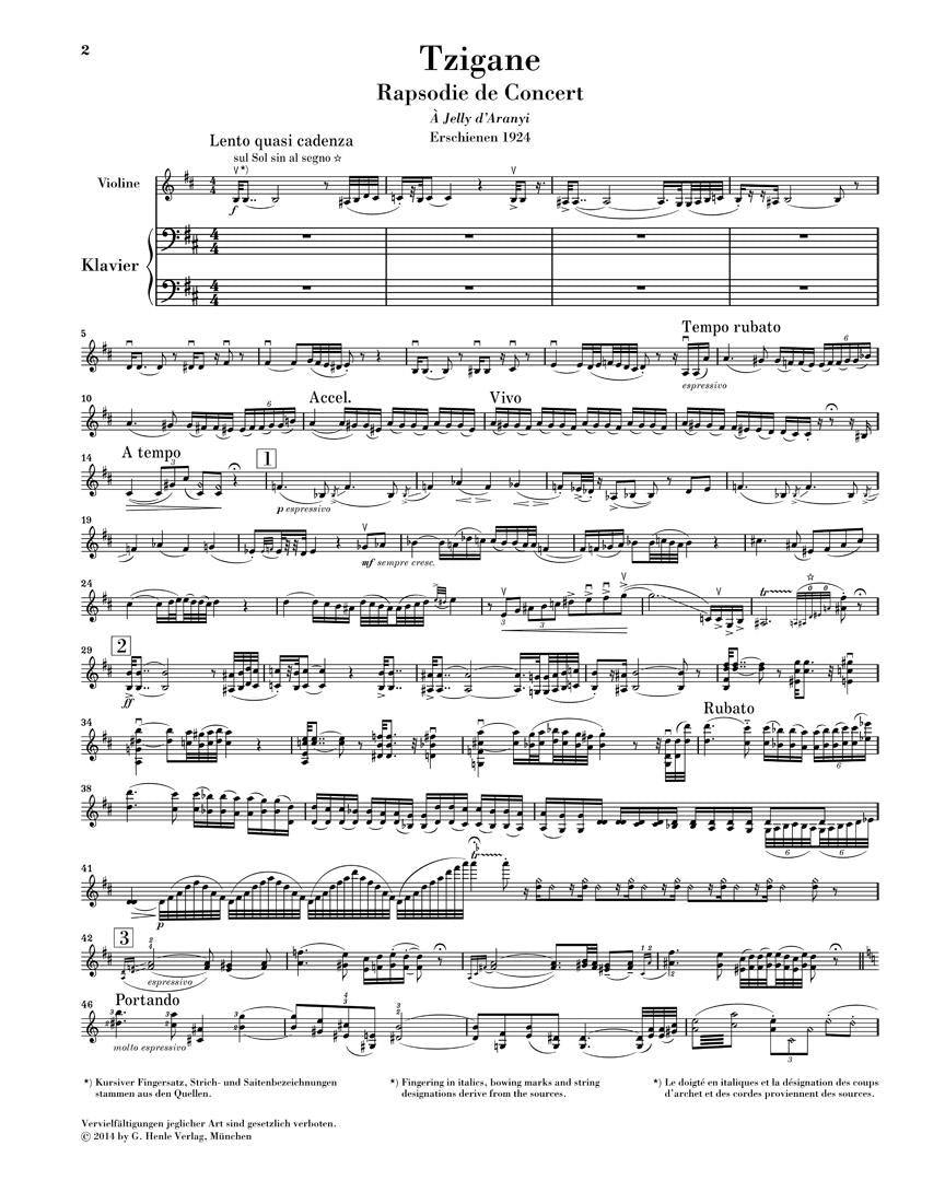 Tzigane for Violin and Piano - sample page 1