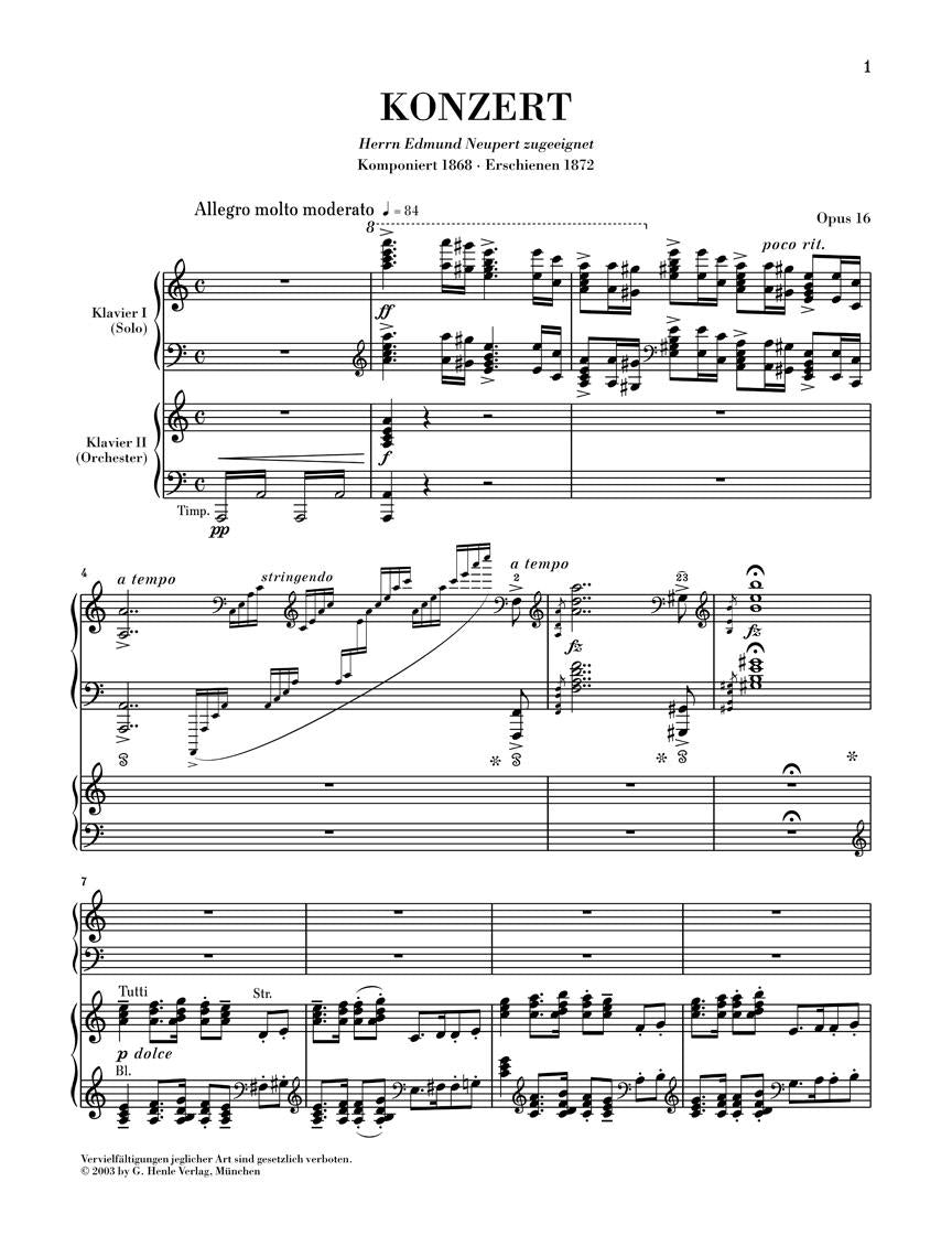 Piano Concerto A minor Op. 16 - sample page 1