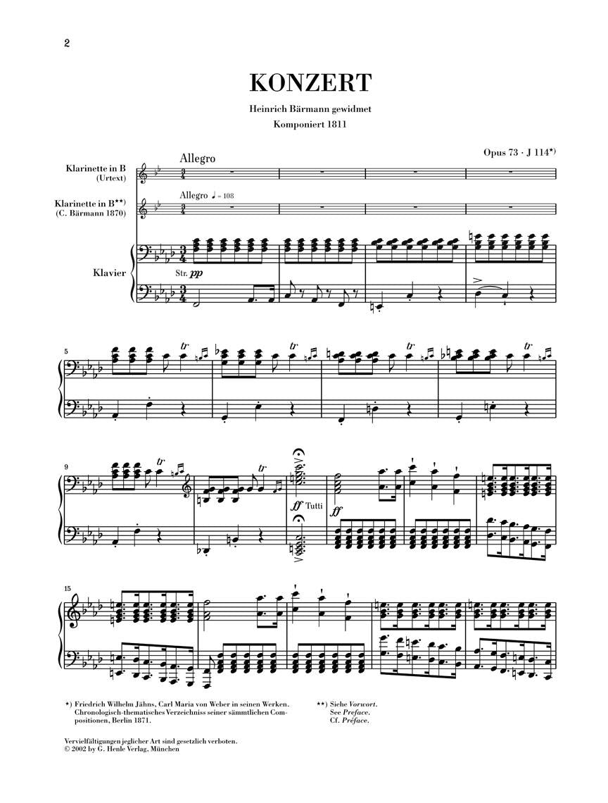 Clarinet Concerto No. 1 in F minor, Op. 73 - sample page 1