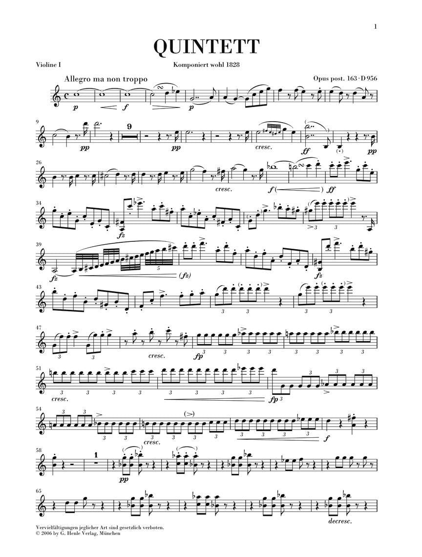 String Quintet C Major Op. Posth. 163 D 956 - sample page 1