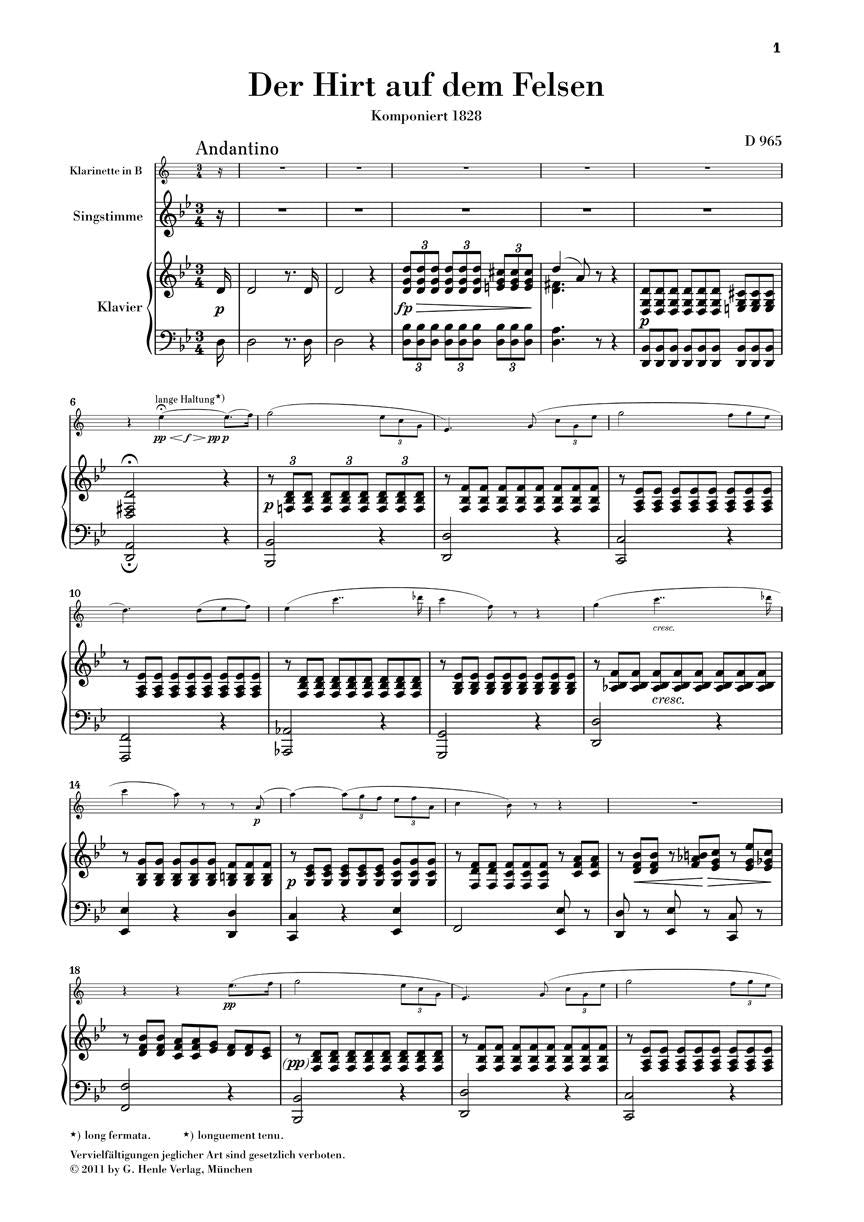 The Shepherd on the Rock, D. 965 - sample page 1