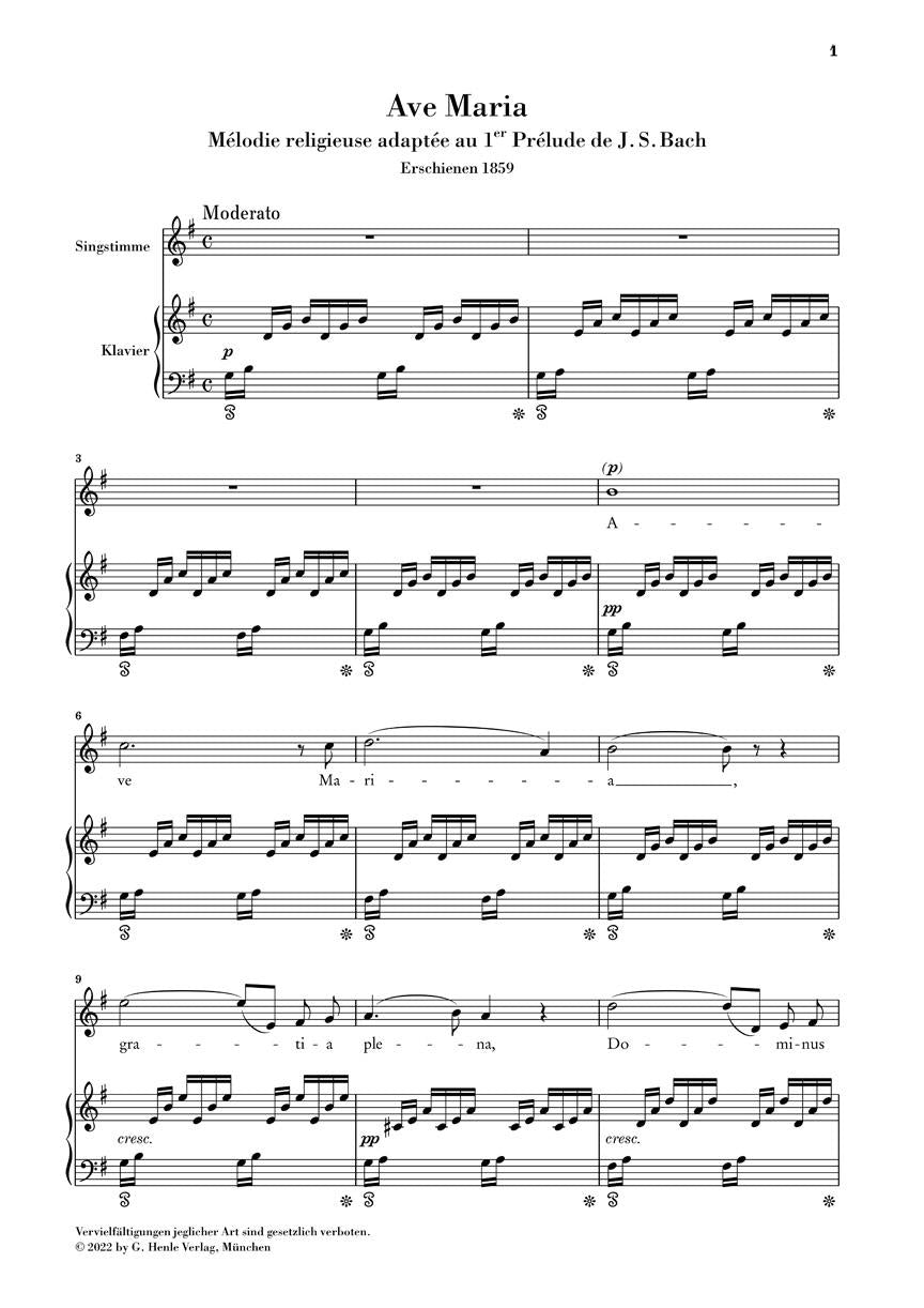 Ave Maria (Johann Sebastian Bach) - sample page 1