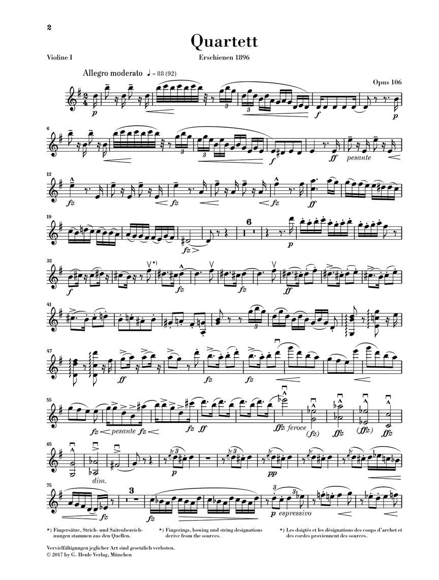 String Quartet in G Major, Op. 106 - sample page 1