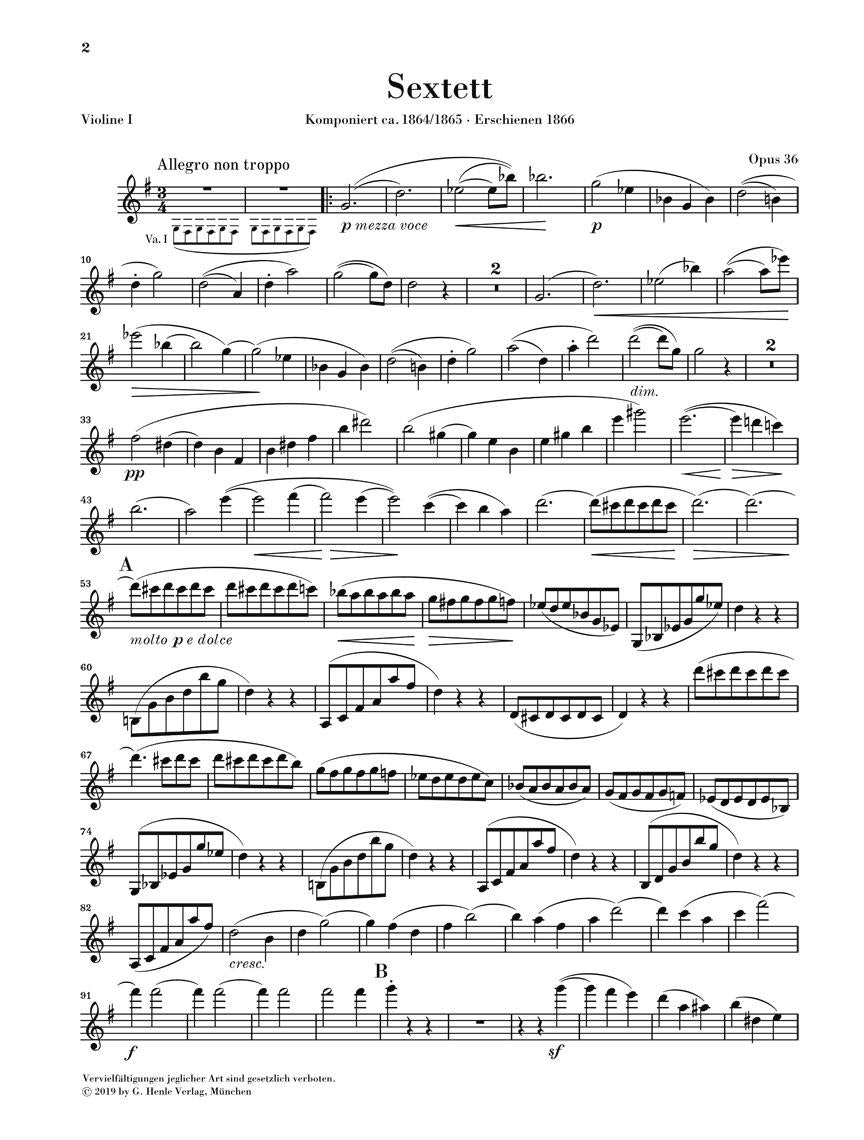 String Sextet No. 2 in G Major, Op. 36 - sample page 1