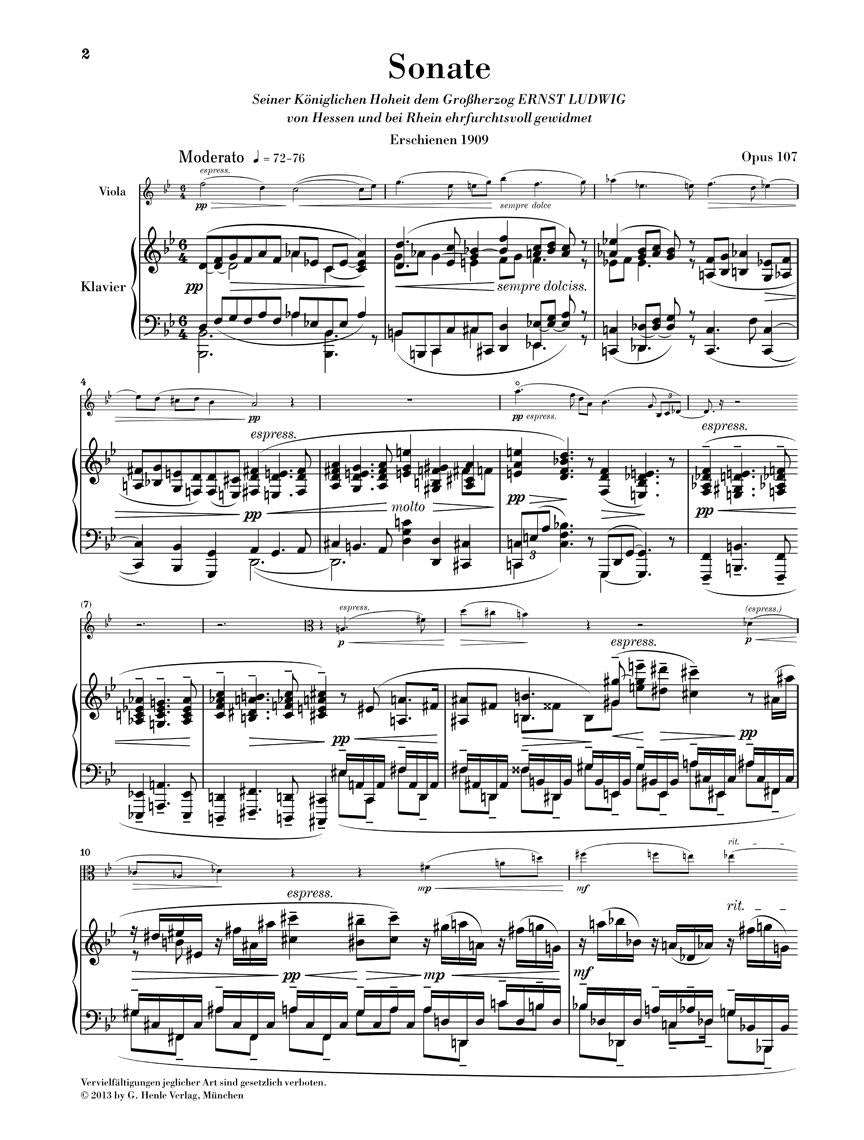 Max Reger – Clarinet Sonata, Op. 107 - sample page 1