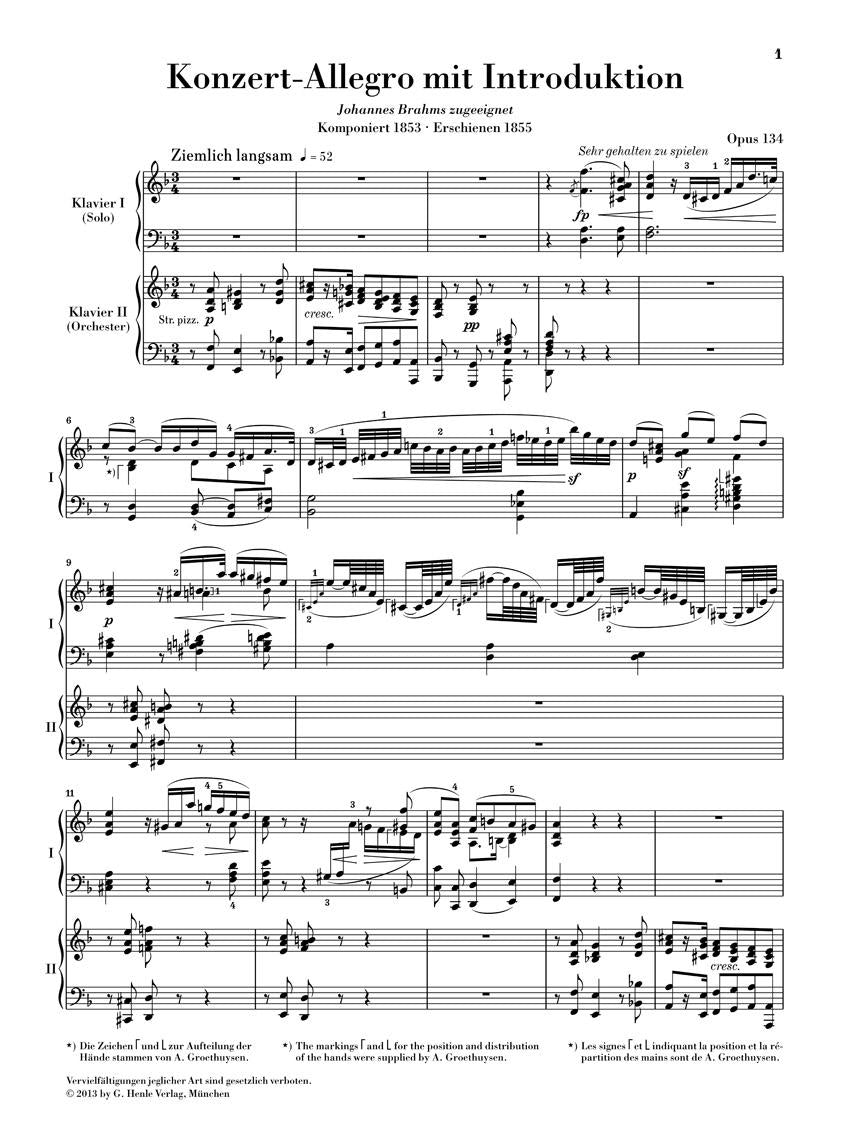 Introduction and Concert Allegro for Piano and Orchestra, Op. 134 - sample page 1