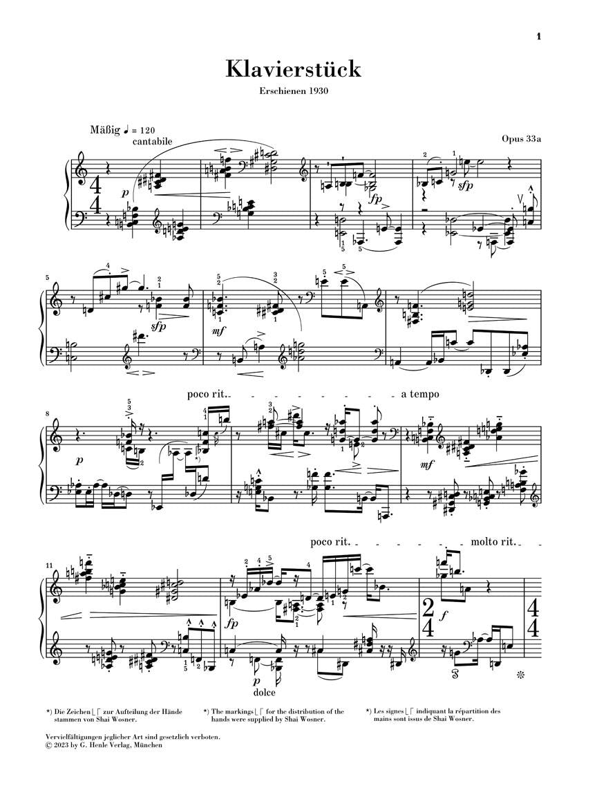 Piano Pieces Op. 33a, 33b [Klavierstücke] - sample page 1