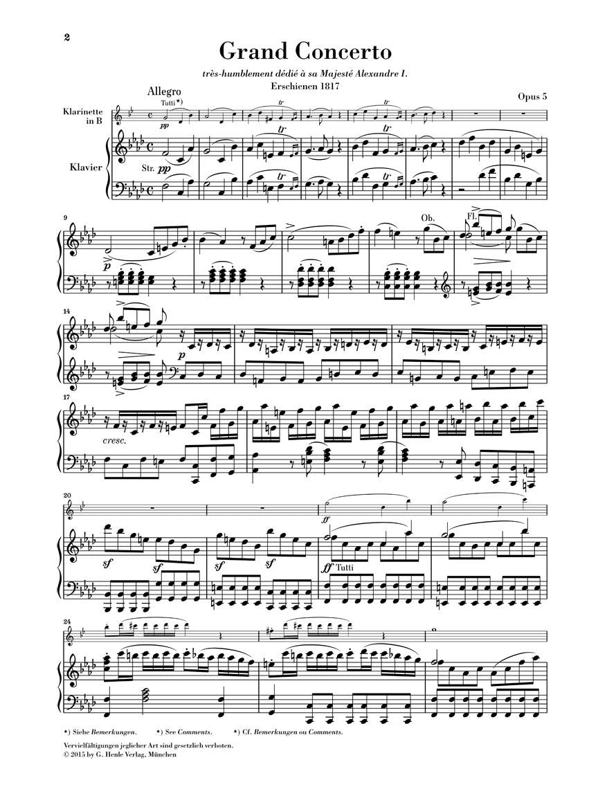 Clarinet Concerto in F Minor, Op. 5 - sample page 1