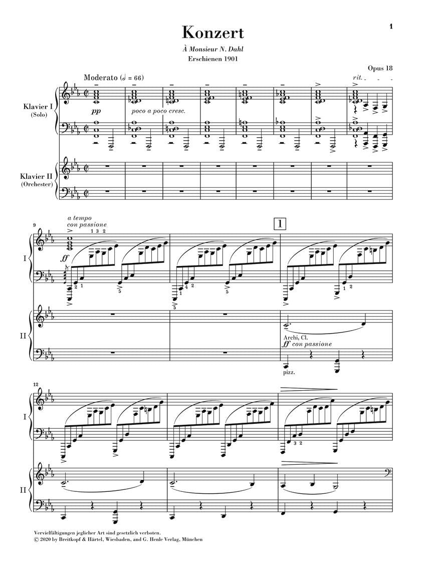 Piano Concerto No. 2 in C Minor, Op. 18 - sample page 1