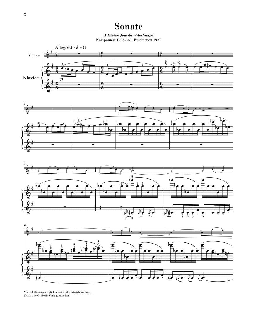 Violin Sonata In G Major - sample page 1