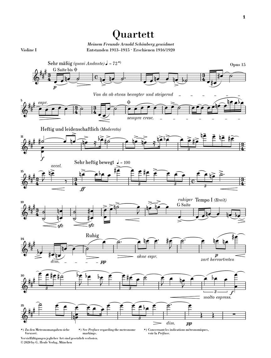 String Quartet No. 2, Op. 15 - sample page 1